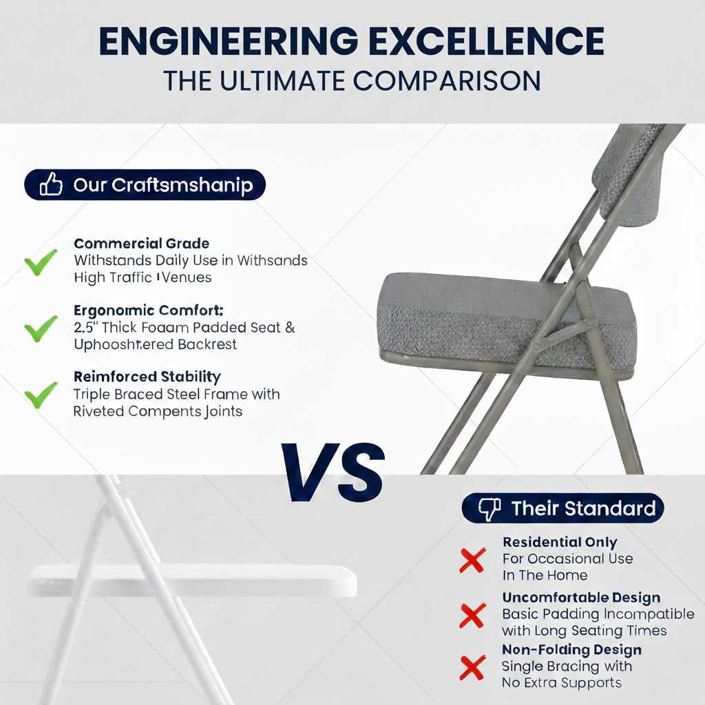 2-pack of Hercules series folding chairs with gray cushioned fabric seats and heavy-duty 500lb capacity frames for home or commercial use.