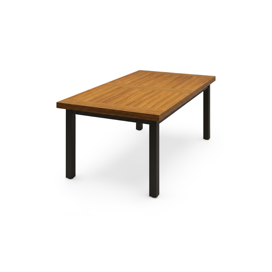 indoor-outdoor dining table with rust-resistant legs, rotated view on #f3f3f3