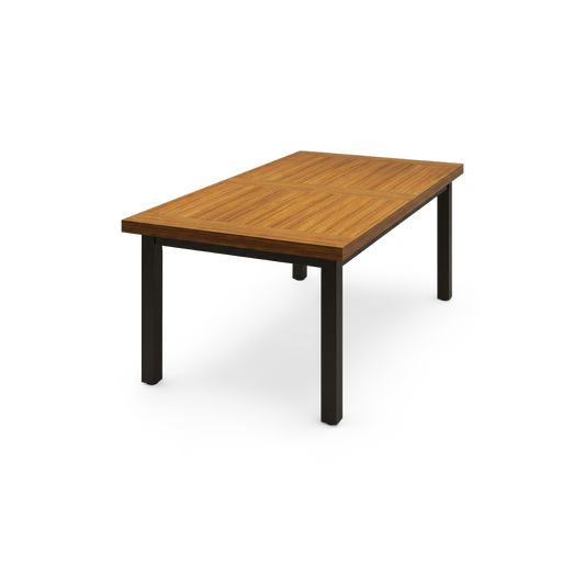 indoor-outdoor dining table with rust-resistant legs, rotated view on #f3f3f3