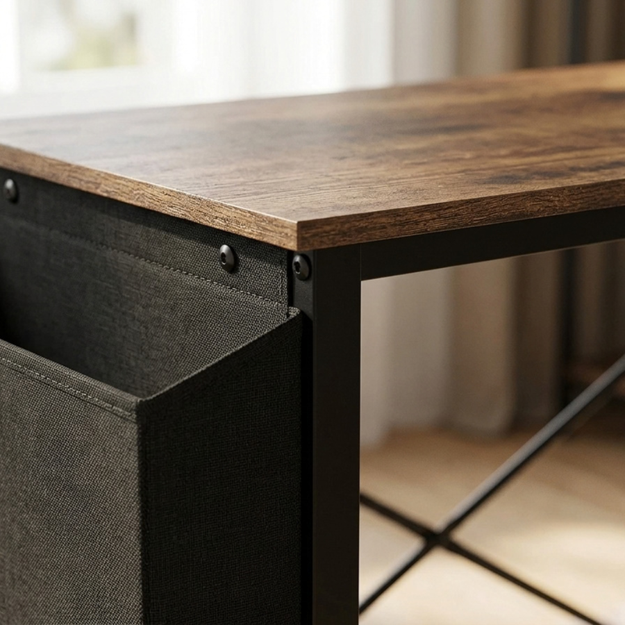 L-Shaped Desk with Storage, Reversible Corner Frame