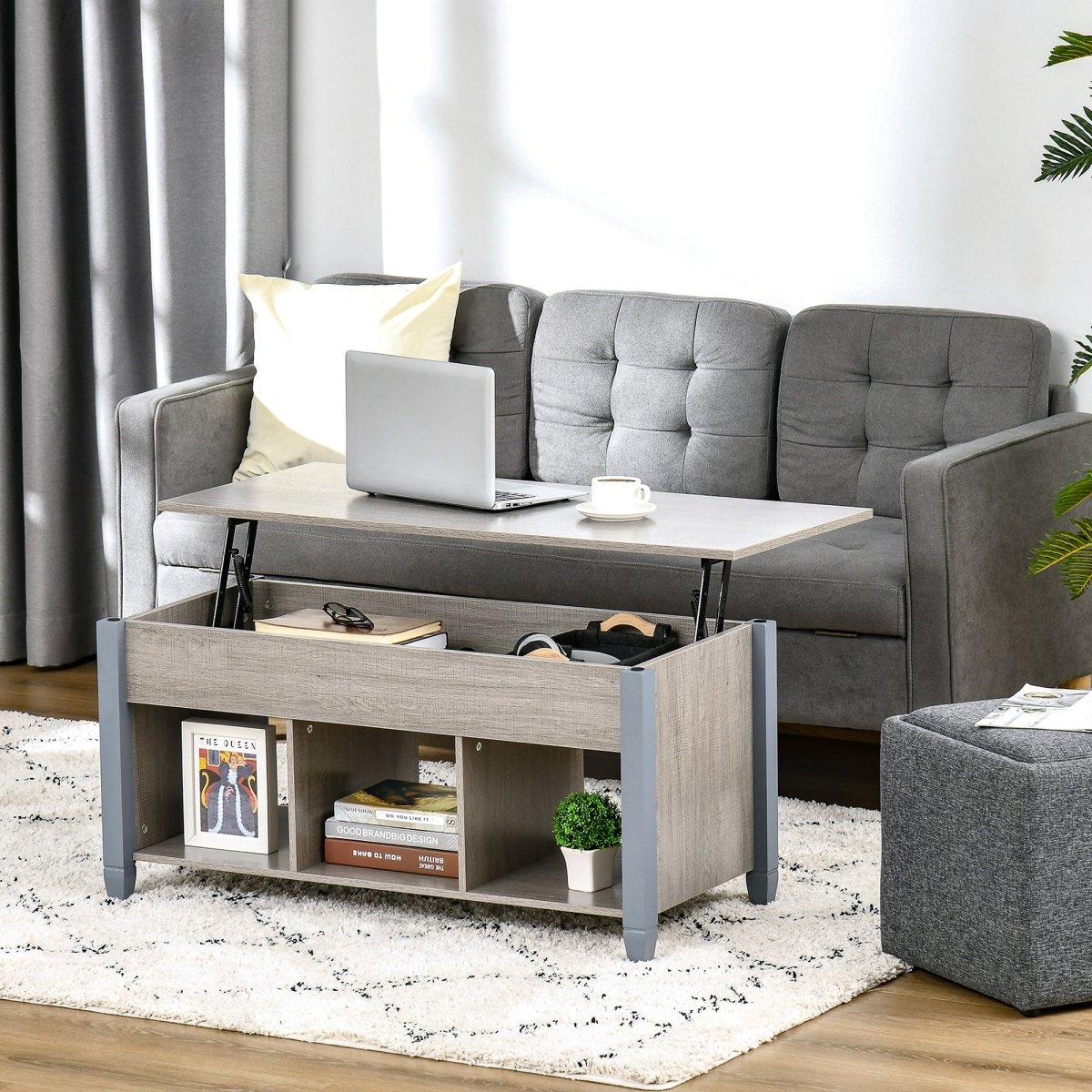 Lift Top side table and end table with Hidden Storage
