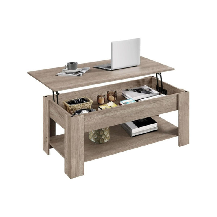 Lift Top Hidden Coffee Table and End Table Set with Storage Shelf