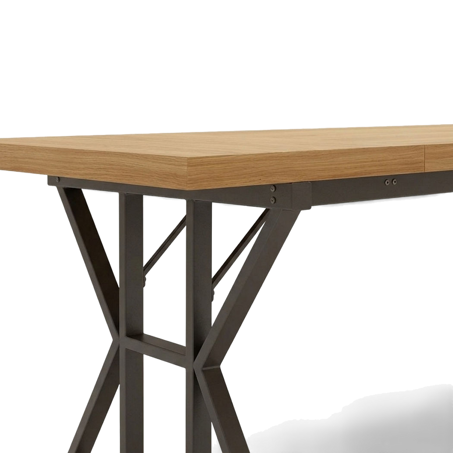 Light Oak Executive Desk, 70.8-Inch, Black Trestle