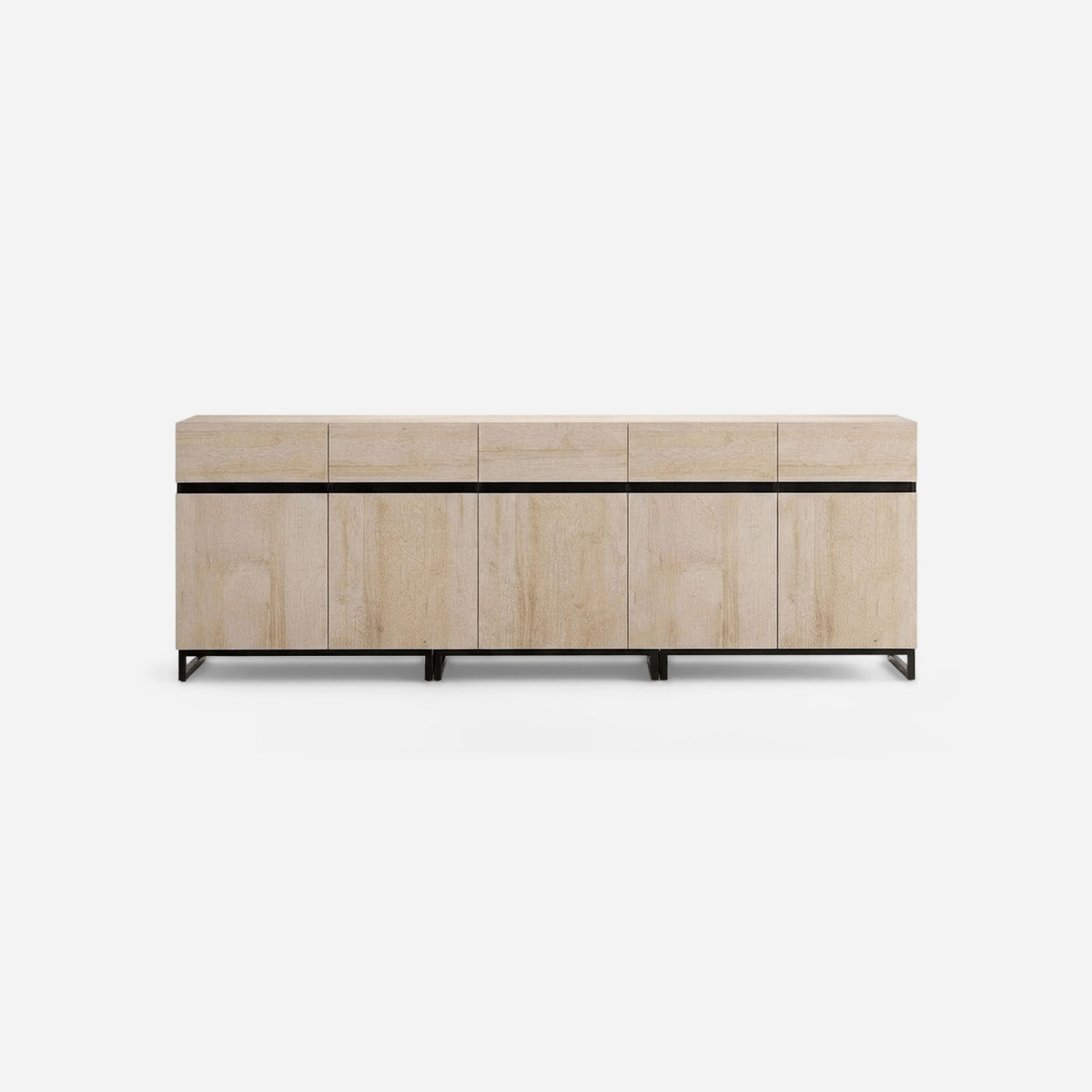 light oak handleless media console, 94.5 in wide