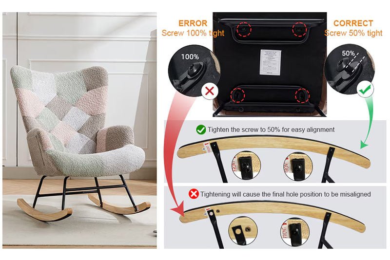 Macaron Swivel Patchwork Rocker Outdoor Chairs details 