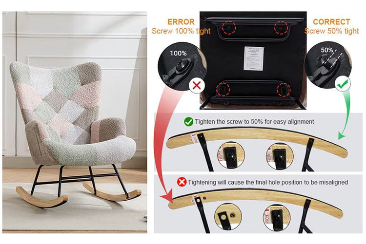 Macaron Swivel Patchwork Rocker Outdoor Chairs details 