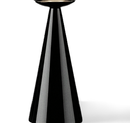 Melt table lamp — close-up detail of the polished cone base finish, transparent (close-up detail)