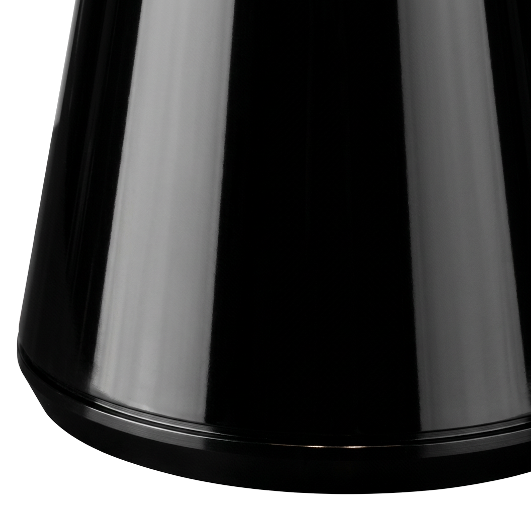 Melt table lamp — close-up detail of the base-to-floor seam, transparent (close-up detail)