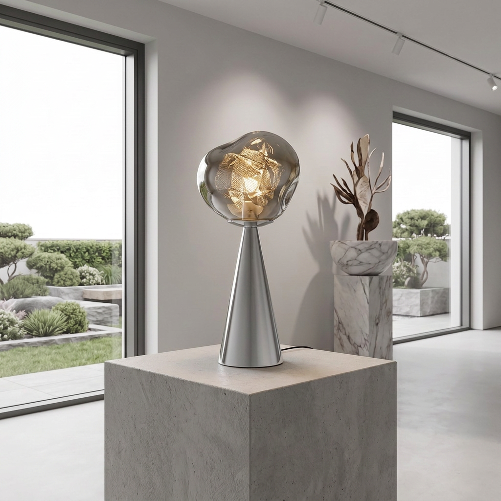 Melt Portable Dimmable LED Table Lamp — gallery scene, closer zoom, ambient room setting
