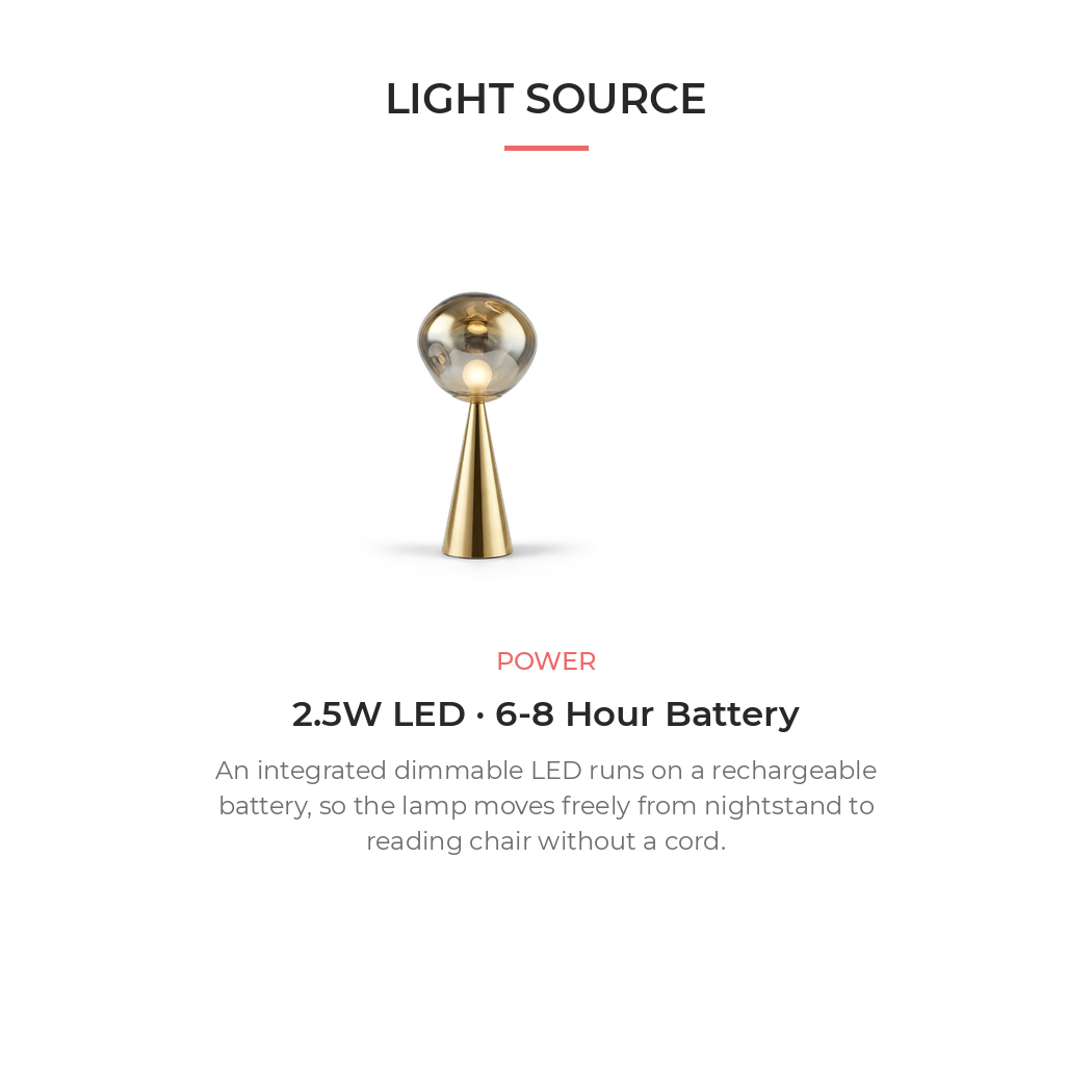 Melt Portable Dimmable LED Table Lamp — light source specifications
