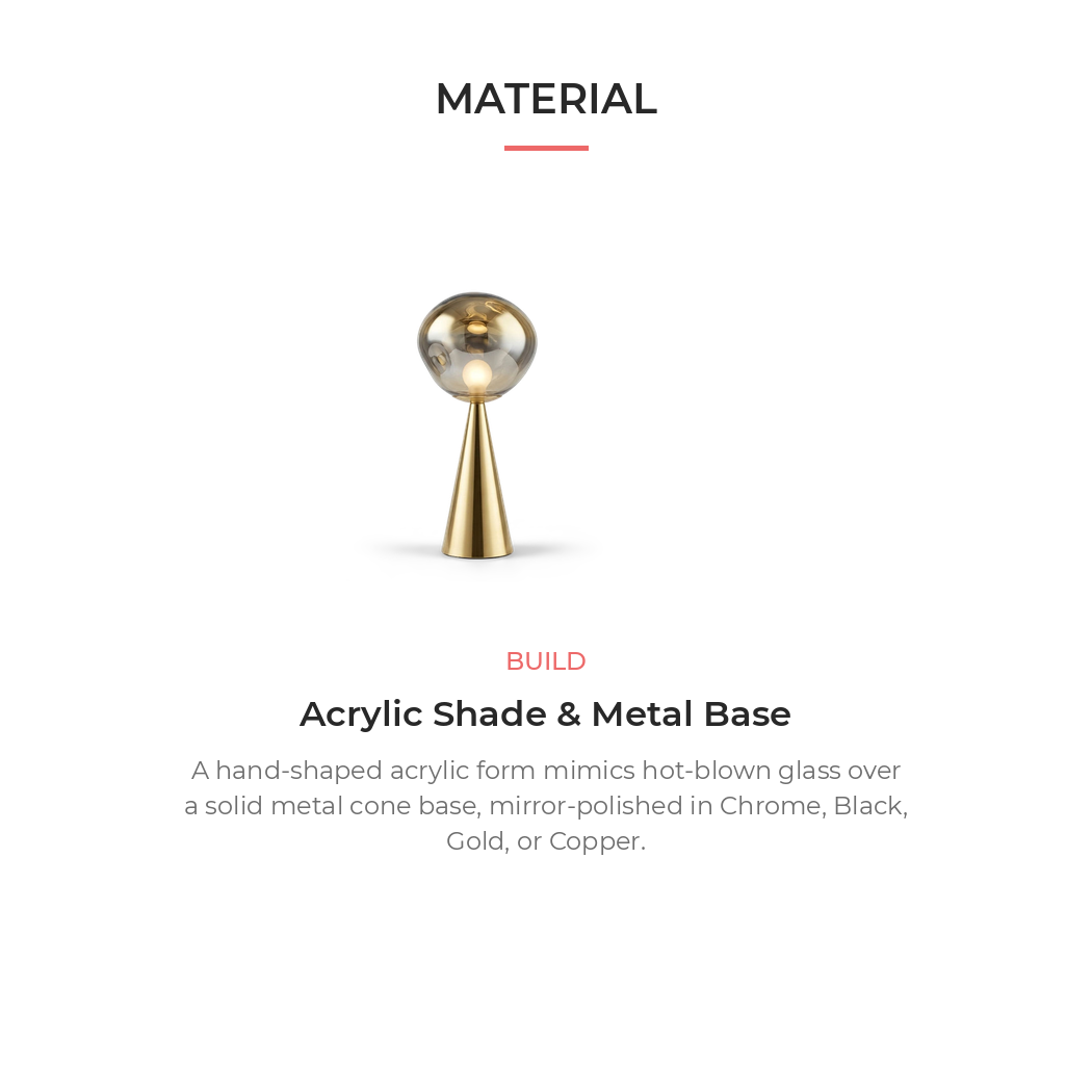 Melt Portable Dimmable LED Table Lamp — material and design specifications