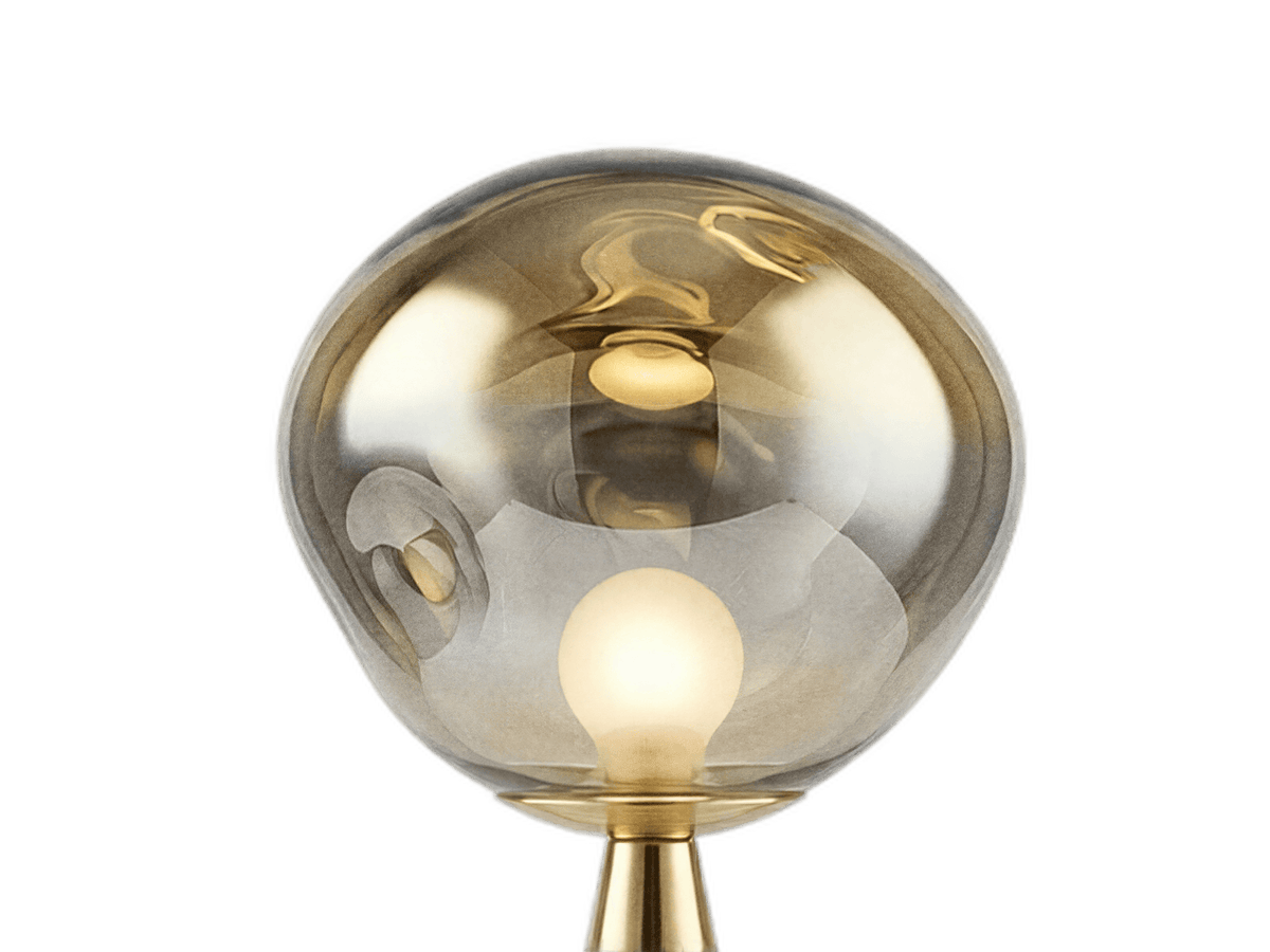 Melt table lamp — close-up detail of the frosted globe texture, transparent (close-up detail)