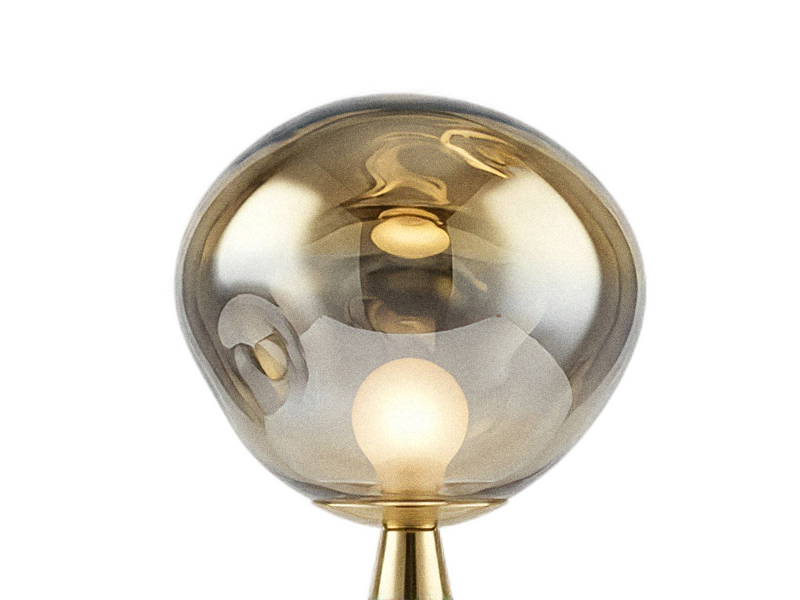 Melt table lamp — close-up detail of the frosted globe texture, transparent (close-up detail)