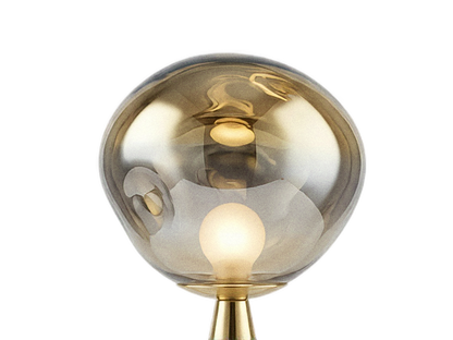 Melt table lamp — close-up detail of the frosted globe texture, transparent (close-up detail)