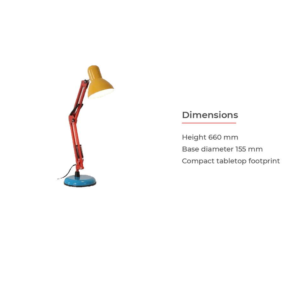 Memphis Retro Swing-Arm Desk Lamp with Full-Spectrum Eye Protection