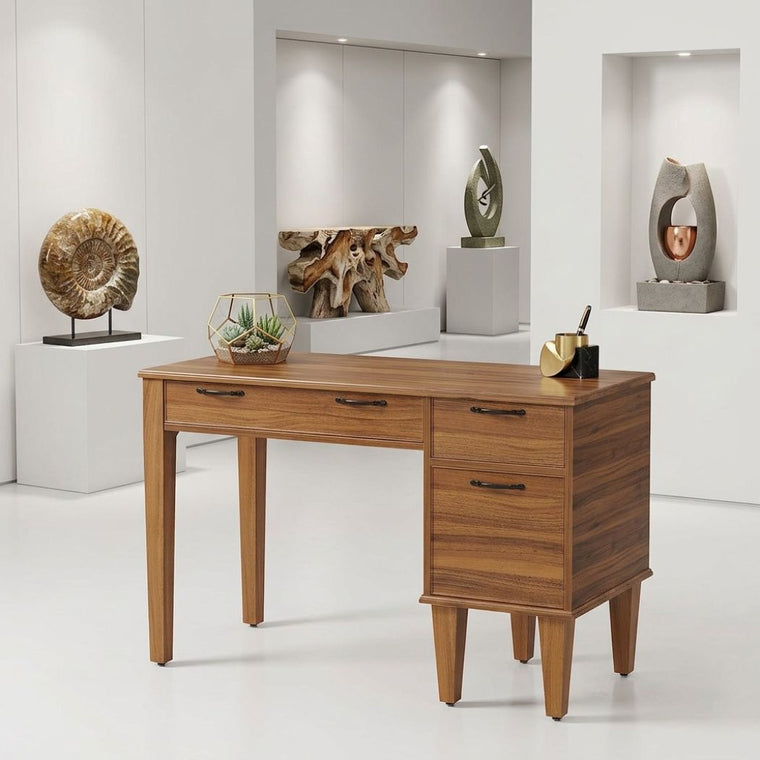 Elite Walnut Executive Writing Desk with Storage Drawers