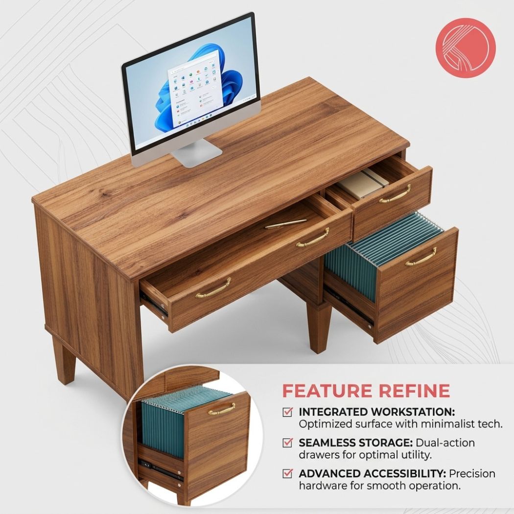 0.78-inch tabletop thickness of the Elegant Home Office Workstation (feature callout)