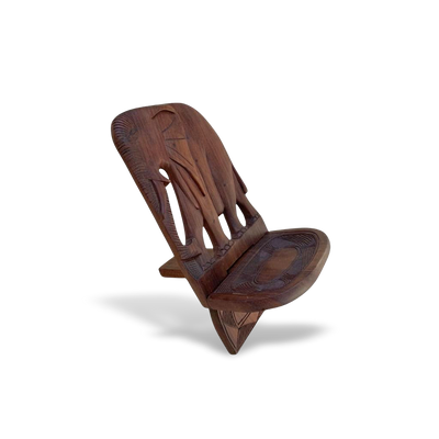 chair wood Mini African Wooden chair with a unique design on a white background