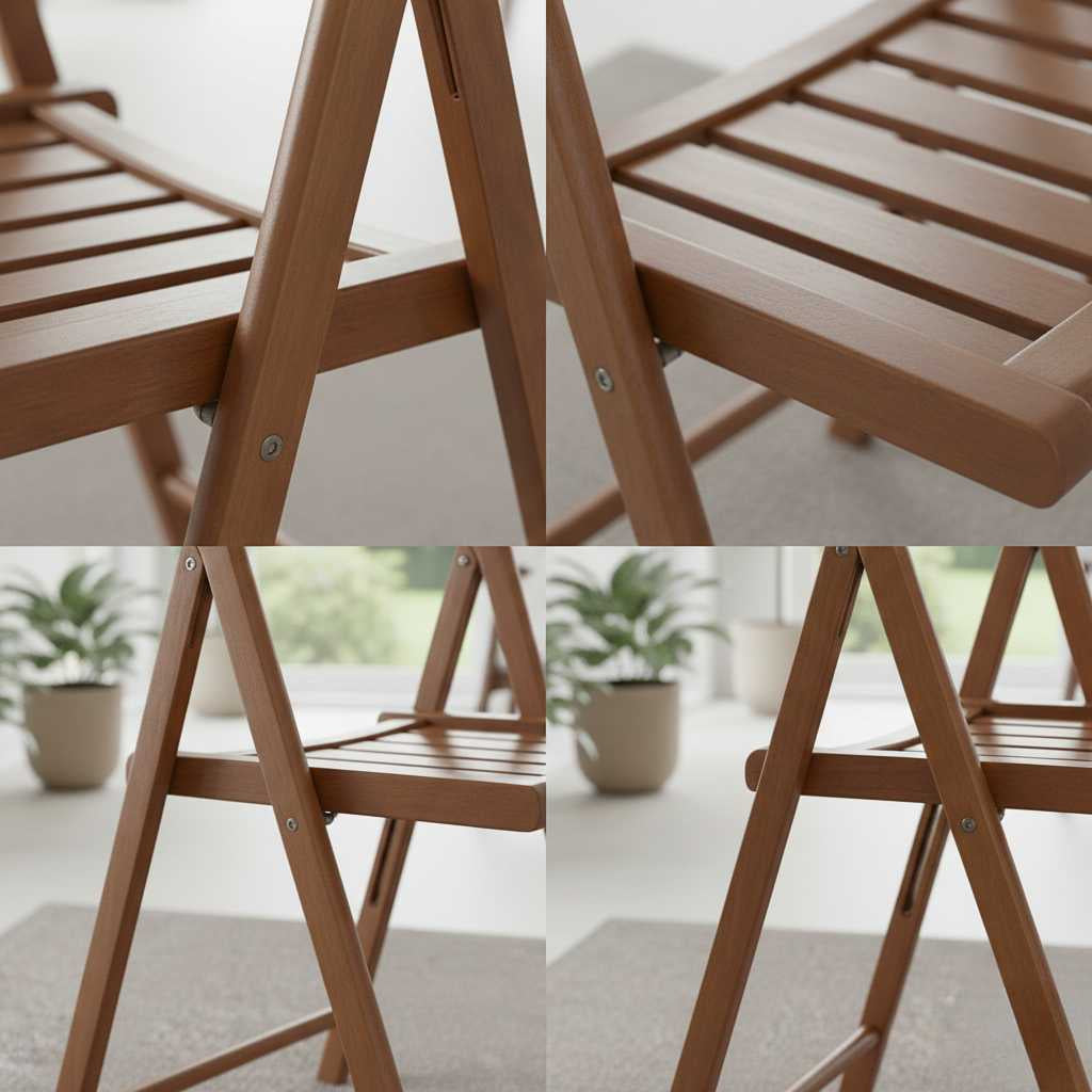 Sleek minimalist A-frame teak chair with a slim foldable profile; a designer-grade portable chair for modern sunrooms and outdoor patios.