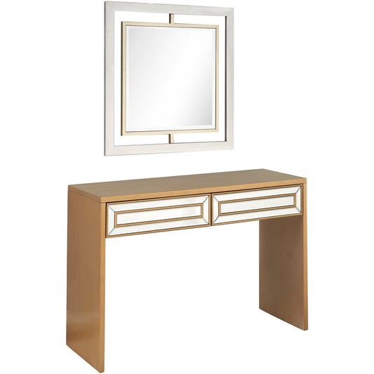 Console Table and Wall Mirror With Beveled Finish For Elegance