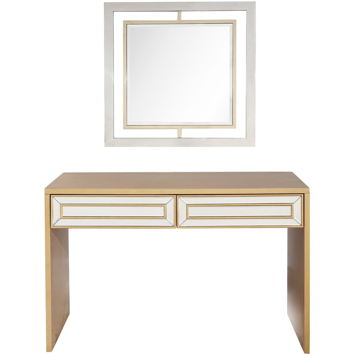 Console Table and Wall Mirror set With Beveled Finish 