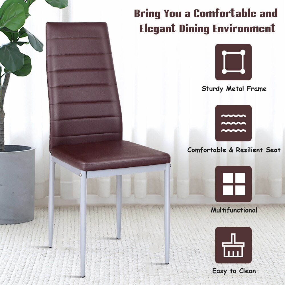Stunning brown leather chairs dining High Back PVC Leather details