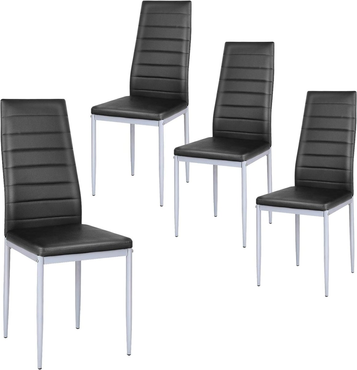 Modern dining chair metal Set of 4 Brown PVC High Back Supportive