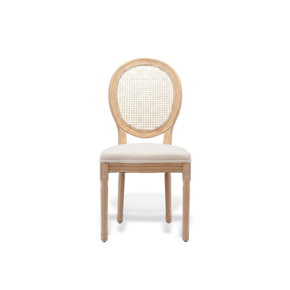 French country dining chair detail on a #f3f3f3 studio background