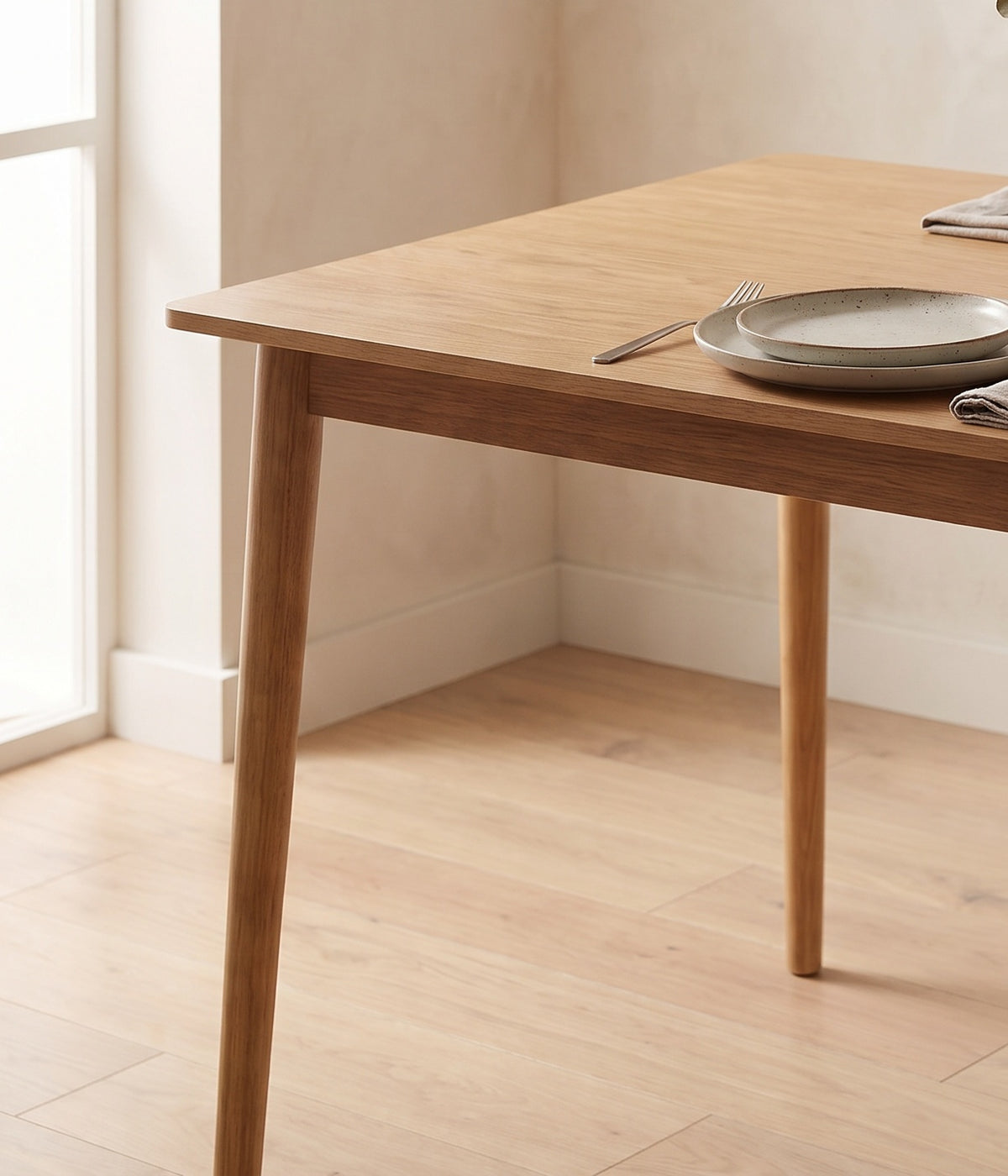 Close-up of the opposite table corner in the styled dining room (close-up detail)