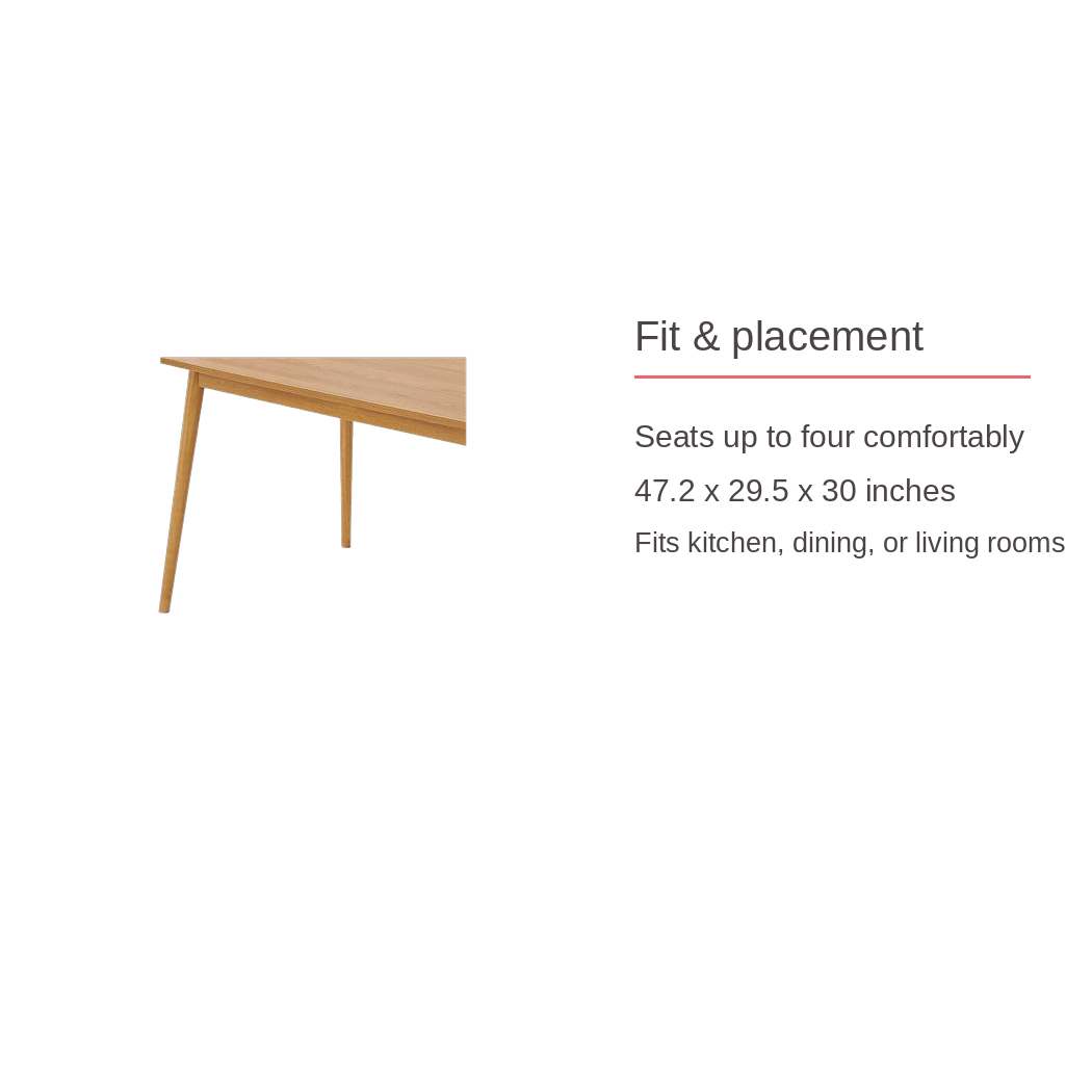 Fit and placement specification card (feature callout)