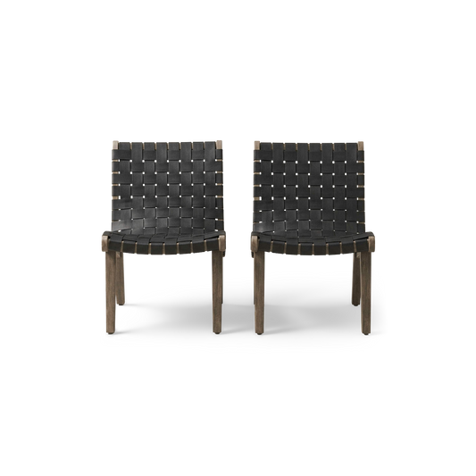 Outdoor lounge chairs set of 2 with acacia wood frames and rope weave seats, front view (plain studio)