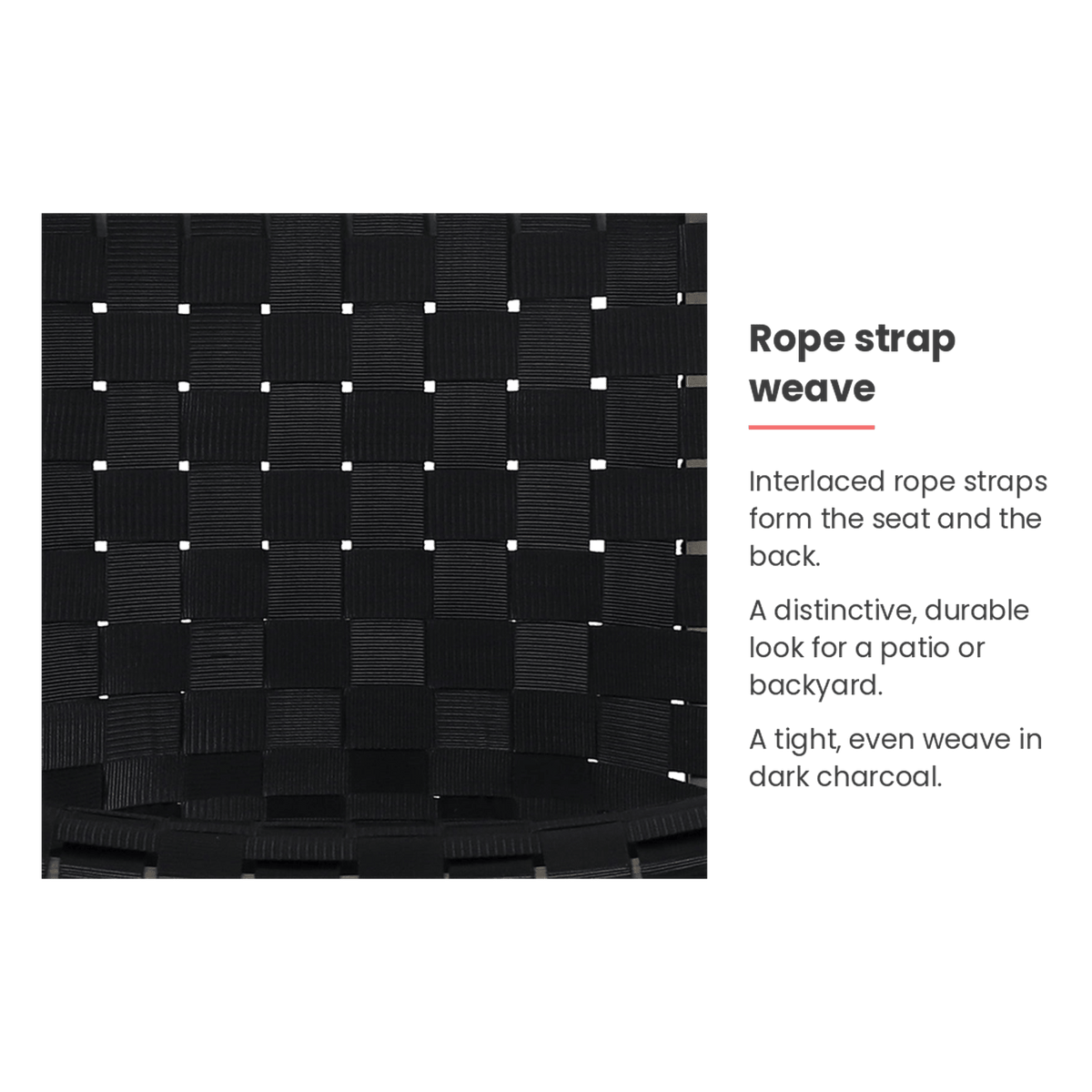 Rope weave seat feature callout (feature callout)