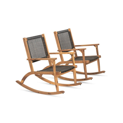 Outdoor Rocking Chair Set of 2 Made -Durable Acacia Wood