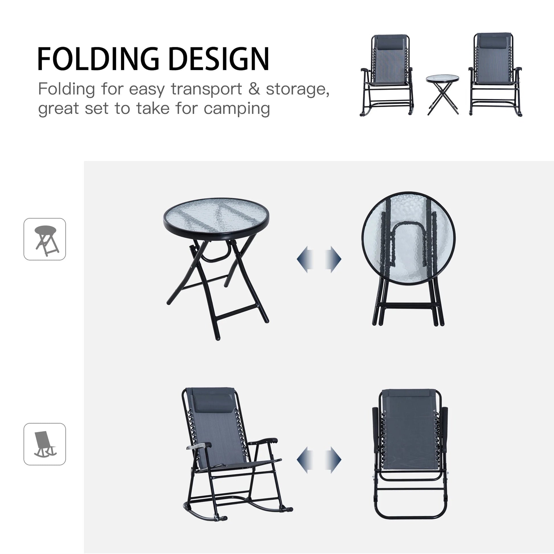 Stylish Outdoor Rocking Chairs and Coffee Table features