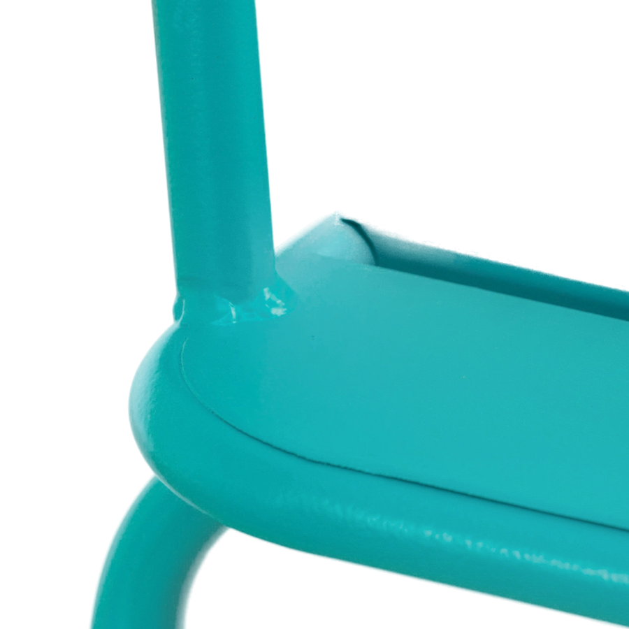Oval Iron Bistro Set — Slatted Armchairs, Teal or Pink