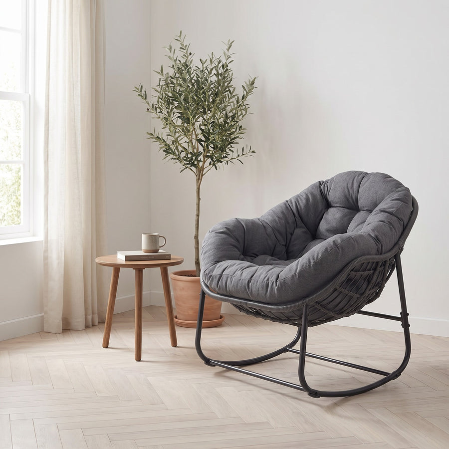 Oversized Papasan Rocking Chair, Rattan & Steel Frame