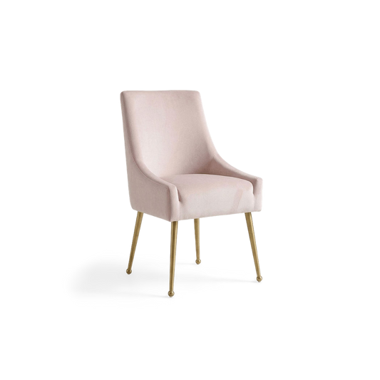 Gold leg velvet dining chair on a #f3f3f3 studio background (plain studio)