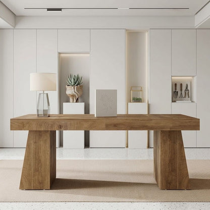 Elite Rustic Brown Executive Desk in a minimalist study.