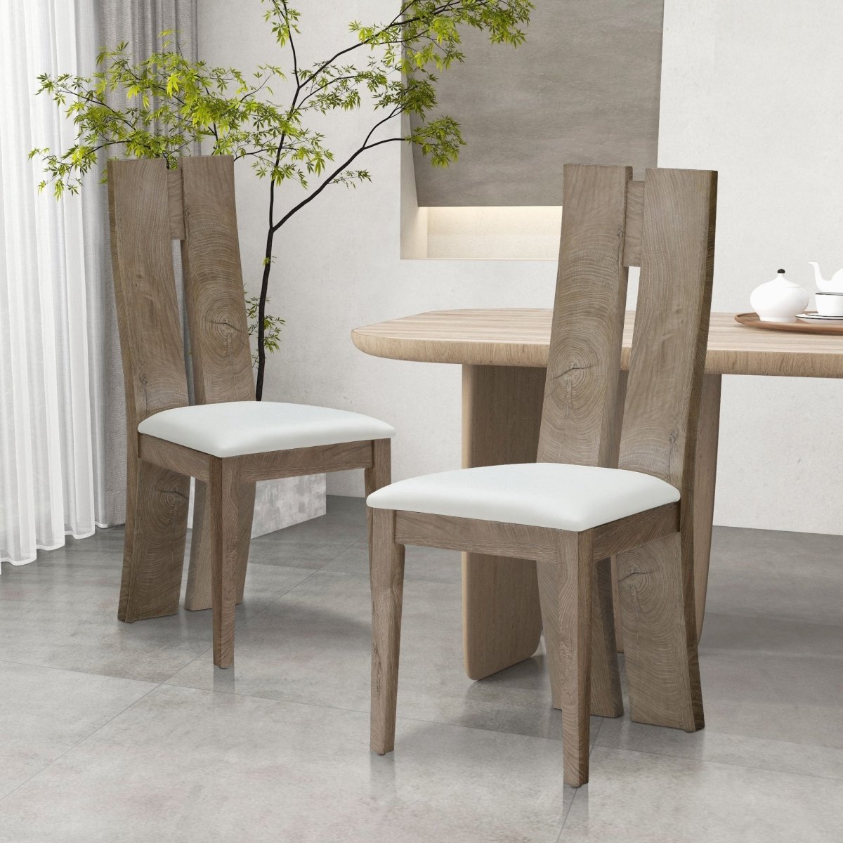 curvey back wood dining chairs 