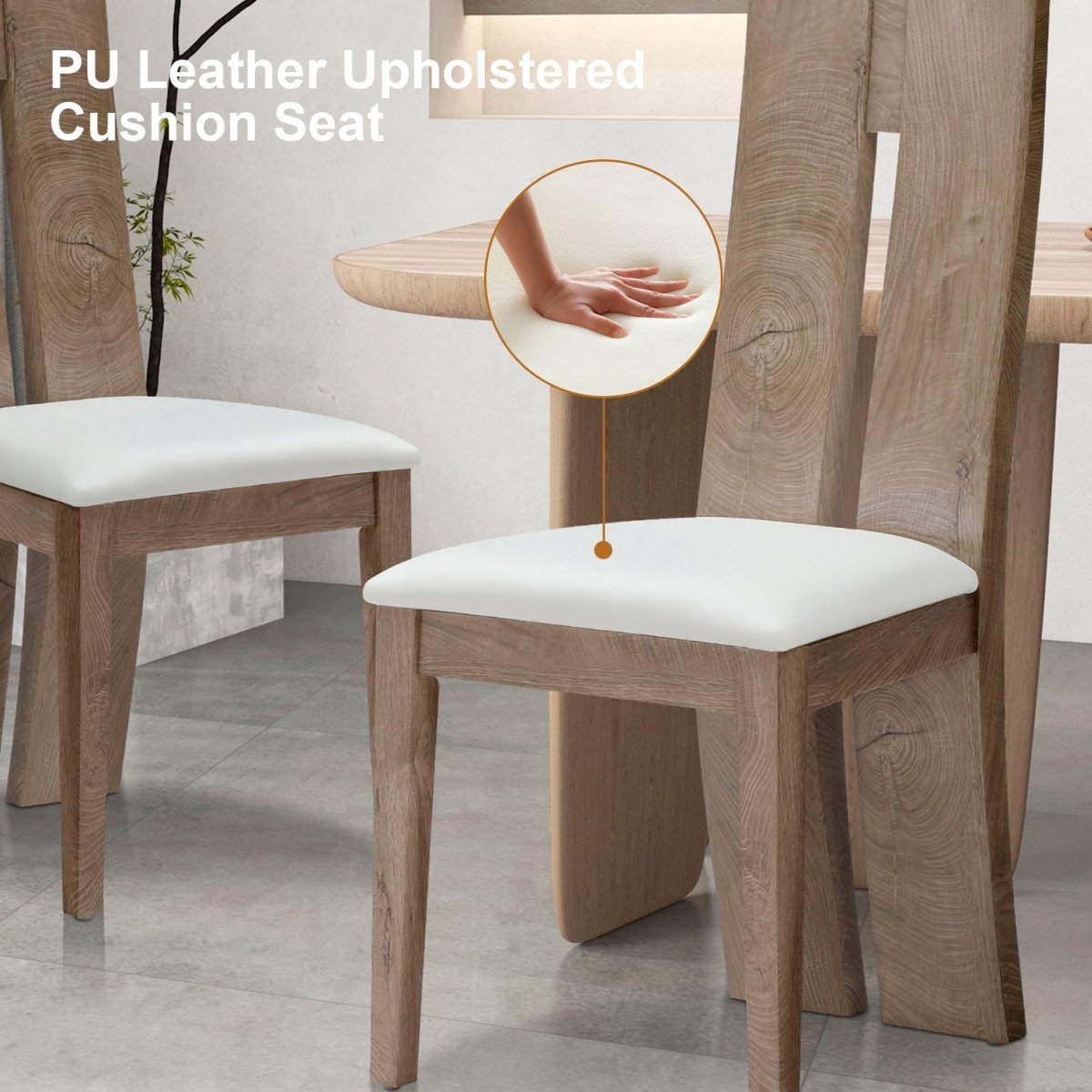 Dining Chairs Set Of 2 MDF Sponge PU Leather Cushion Seat