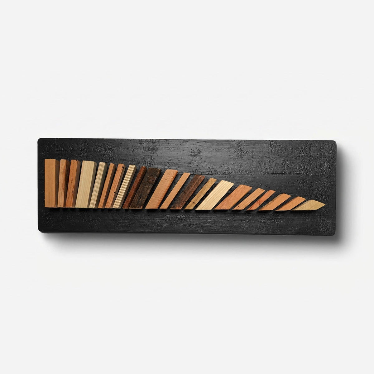 Flowing wood wall art panel, straight front view