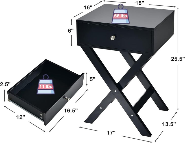 Retro_Black_X-Shape_1_Drawer_Stool_Side_Table_review