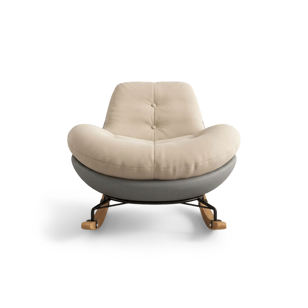 High grade gray shell with a cream button-tufted cushion, front view