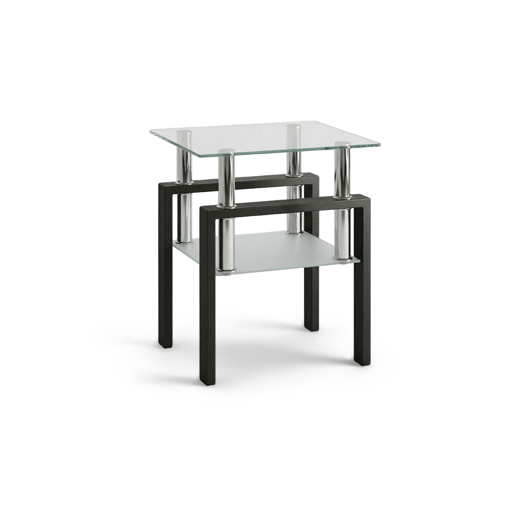 Square tempered glass tea table, rotated view