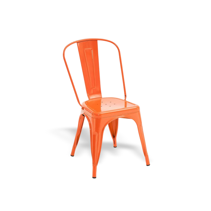 Rust Finish Tolix-Style Stackable Dining Chair Metal