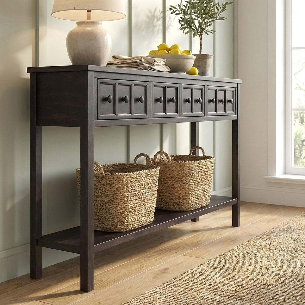 Closer three-quarter view of the espresso console in the same room