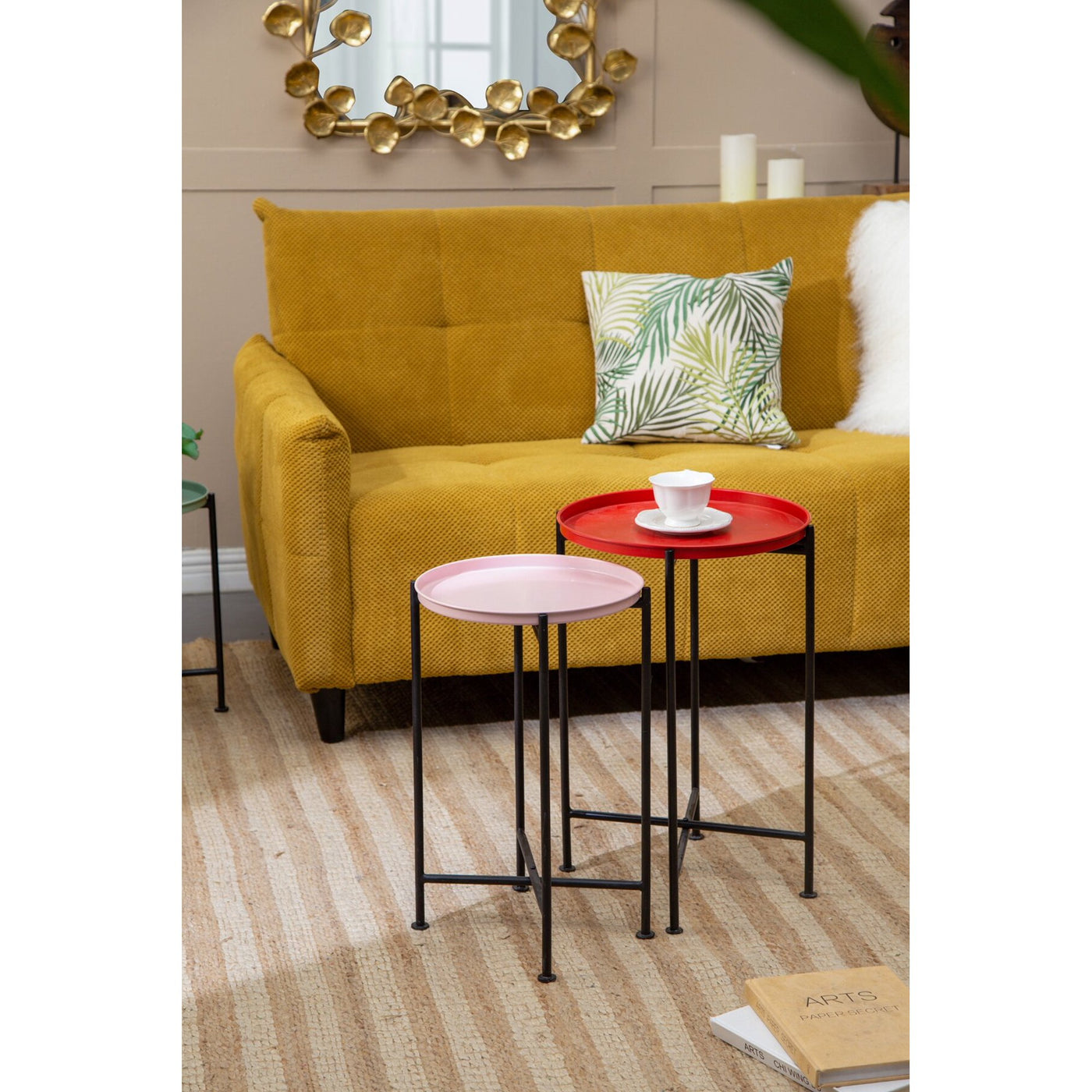 side tables in a living room setting.