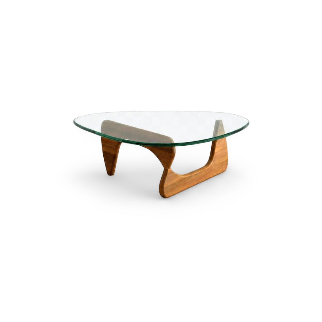 Sculptural two-piece wood base coffee table