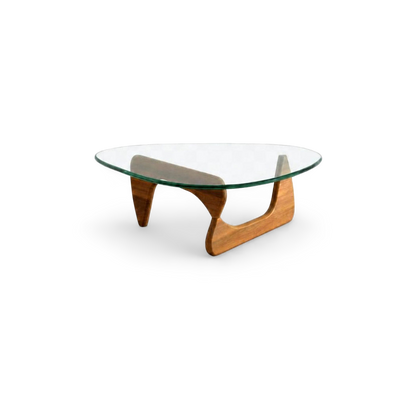 Sculptural two-piece wood base coffee table