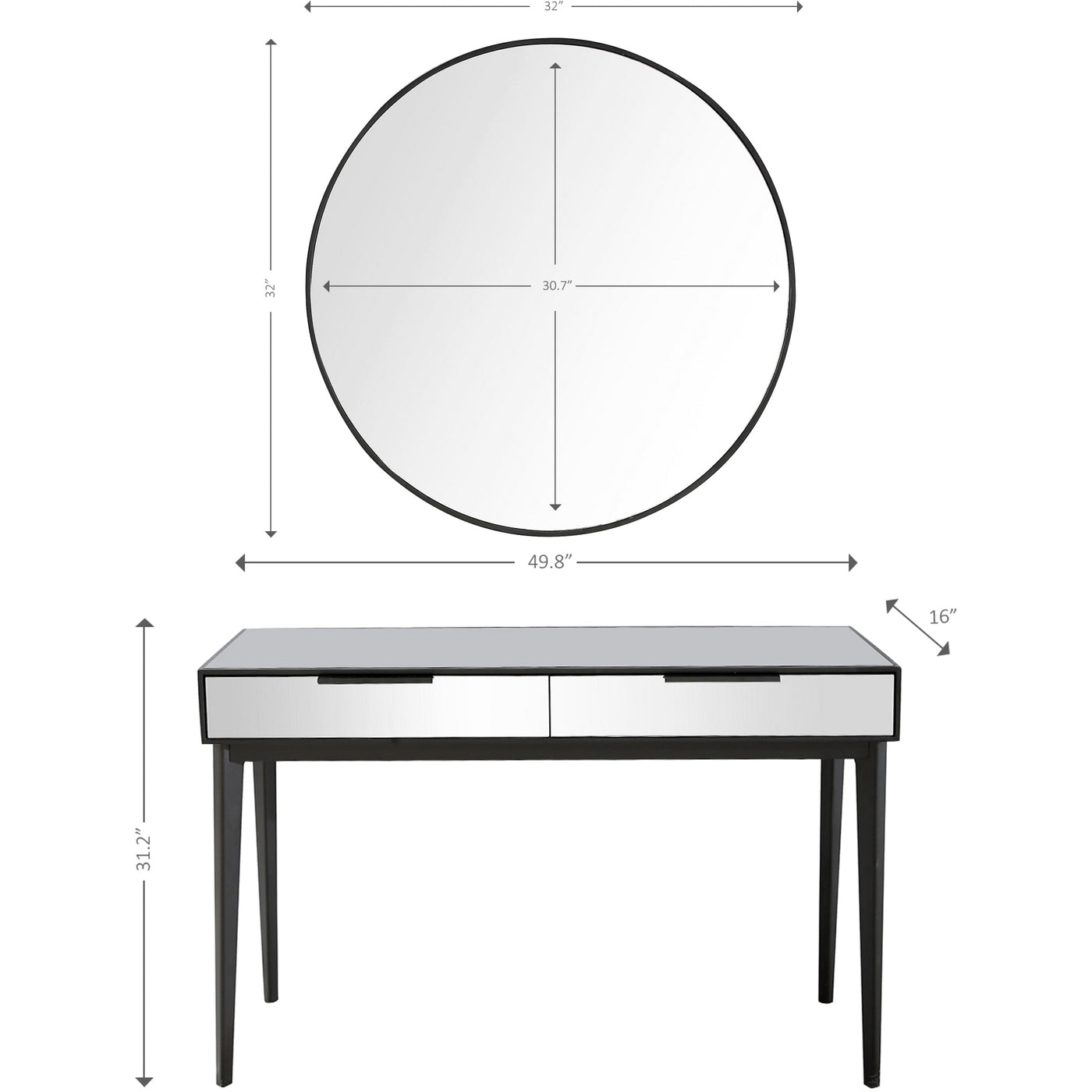 Smoky Grey Console Table And Mirror size